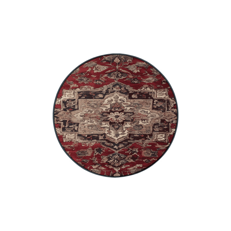 Machine Washable Black Area Rug, Round 6'