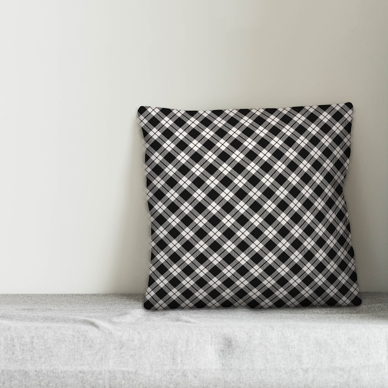  Coussin Circles, 20 po x 20 po, Tissu écossais noir