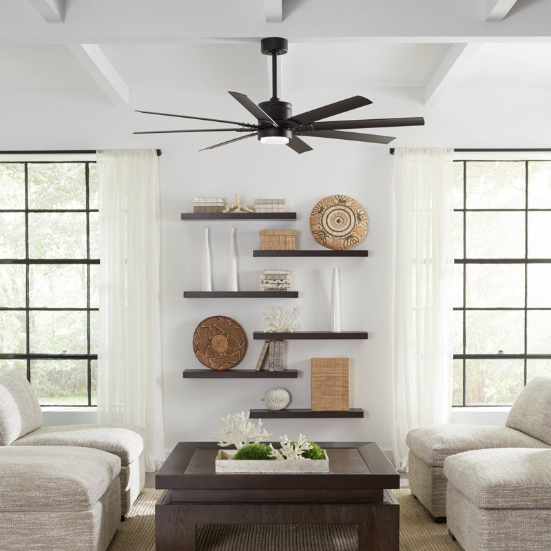 Renegade 8 - Blade Outdoor Integrated LED Smart Standard Ceiling Fan with Remote Control and Light Kit Included, 3000K, 66"