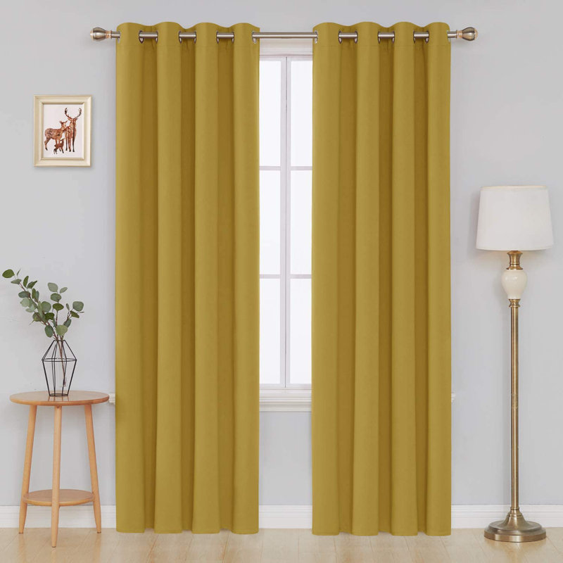Borunda Room Darkening Curtain Single Panel, 26" W x 95" L, Turmeric