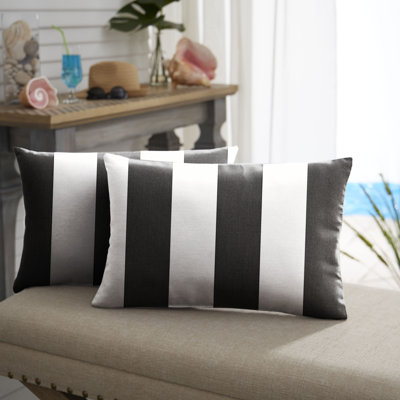 Kentay Striped Indoor/Outdoor Reversible Throw Pillow