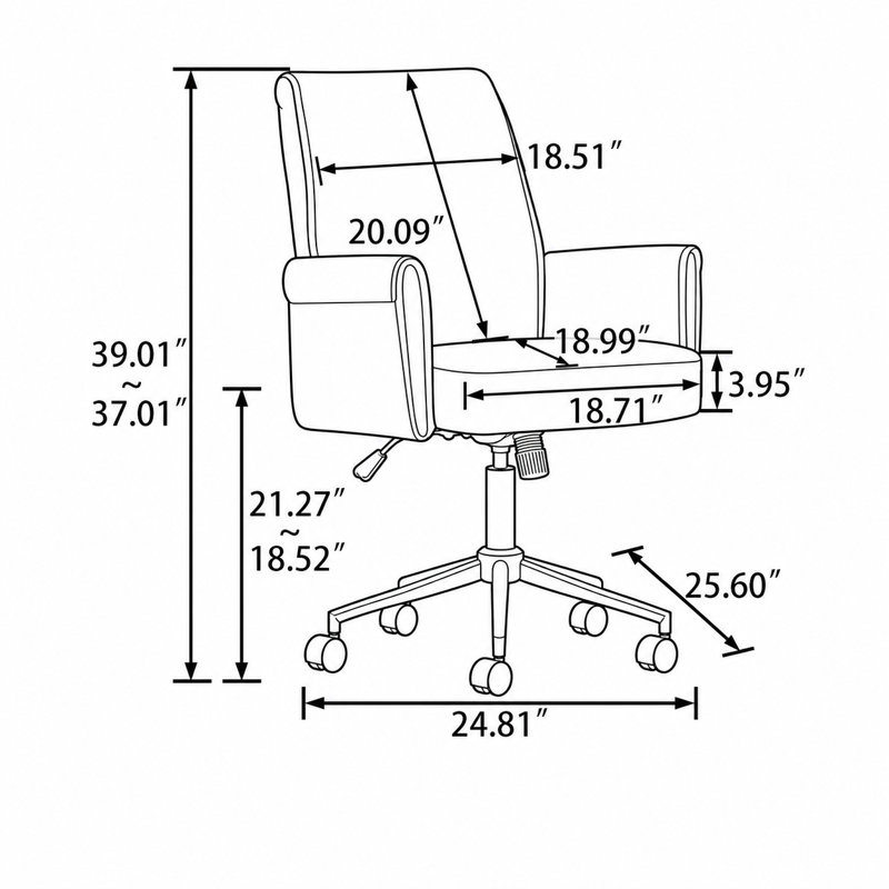 Chaise de bureau moderne et ergonomique avec réglage de la hauteur et tissu rayé pour bureau à domicile et bureau, Blanc