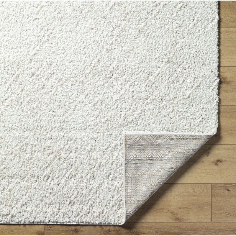 Rectangle Dishan Argyle Machine Woven Polyester Area Rug in Off-White, Rectangle 5'3" x 7'