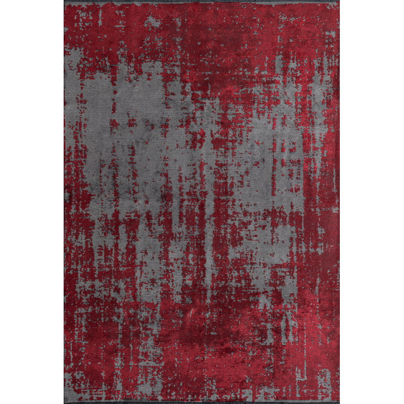 Rapture Red/Gray Luxury Area Rug, Rectangle 7'10" x 11'2"