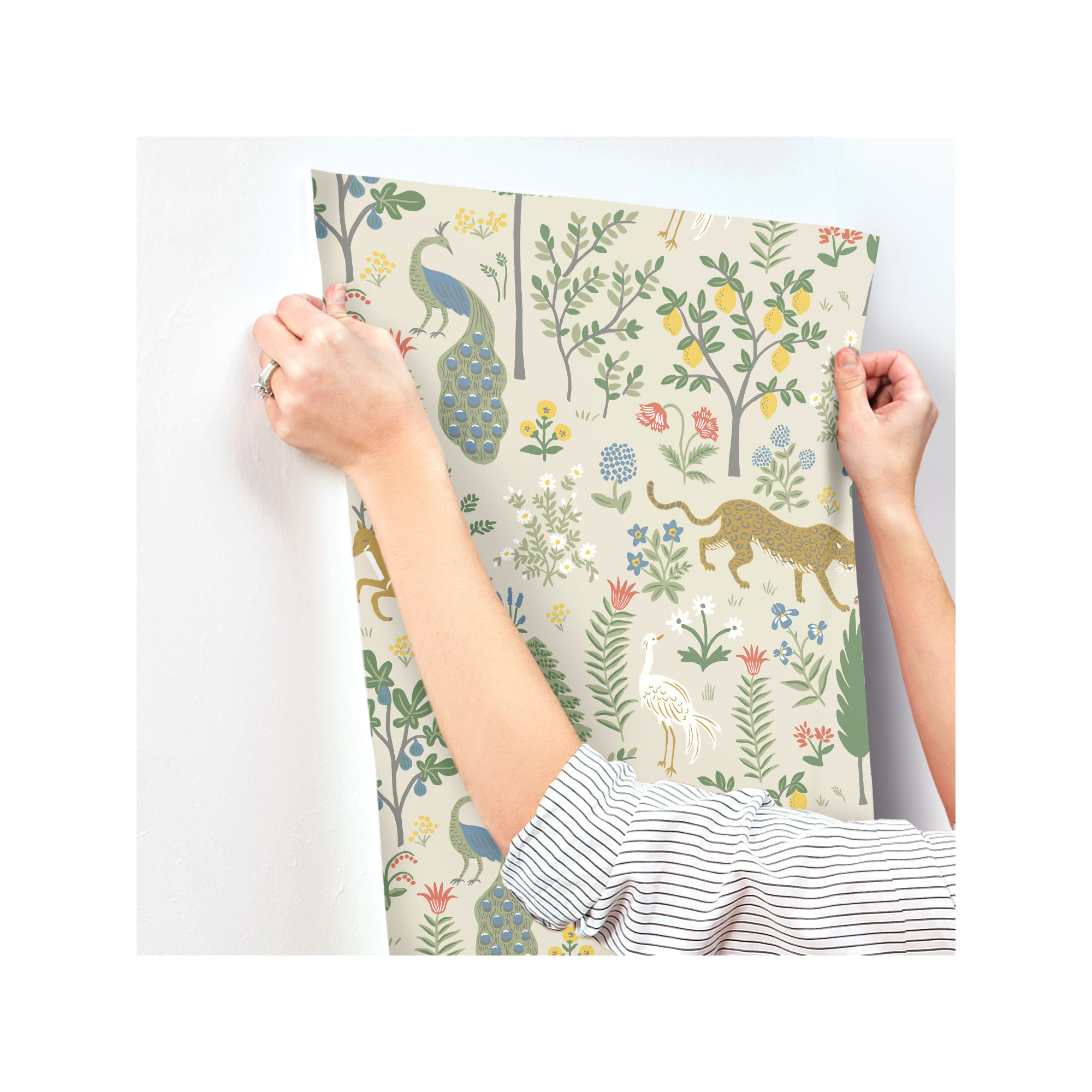 Rifle Paper Co. Menagerie 27" L x 27" W Smooth Wallpaper Rol, Beige