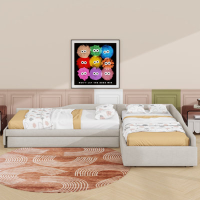 Upholstered Double Twin Size Daybed With Trundle And Drawer