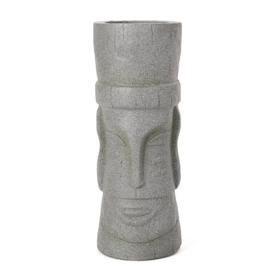 Stone Gray Magnesium Oxide Flower Planter For Patio - 23.61 In Height, 9.55 Width, 9.63 Depth, 13.19 Lb Weight Planter, Appearance 24 In. 9.5
