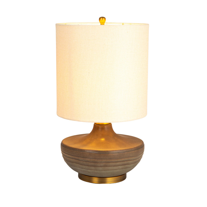 Stoneware Table Lamp with Elongated Drum Shade