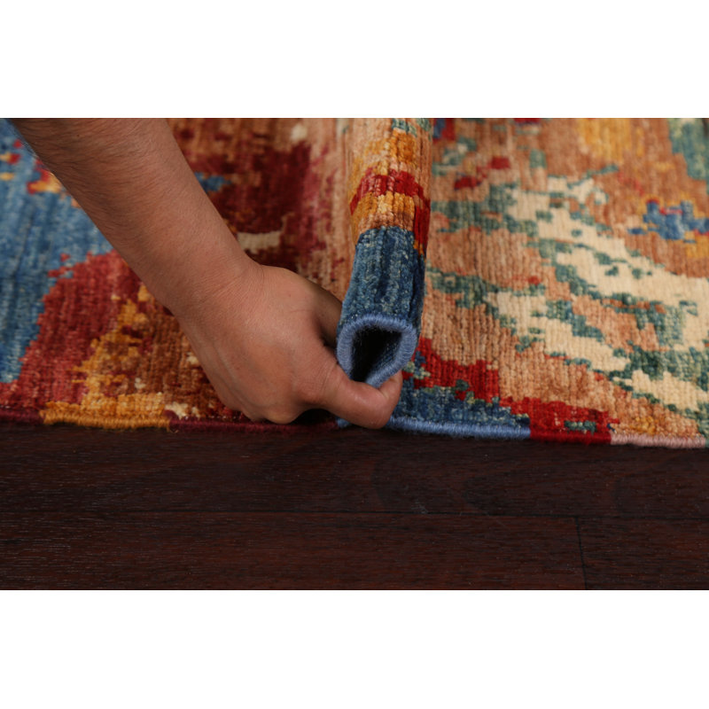 Vegetable Dye Abstract Handmade Wool Rug 3x5