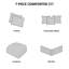 Édredon double avec faux suède, froissé - 3 coussins décoratifs