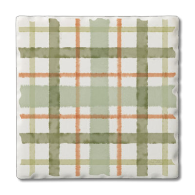 Farmhouse Plaid Single Tumbled Tile Coaster Create Your Own Set