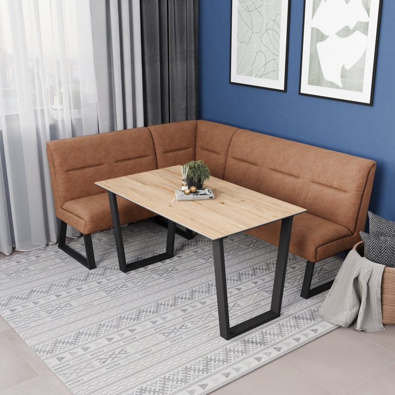 Anbria 8 - Person Dining Set, 2 Pieces: Table, Corner Bench
