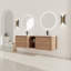 Meuble-lavabo mural moderne avec lavabo en céramique blanche et tablettes de rangement et 1 porte à fermeture en douceur
