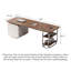 Bureau moderne en bois massif minimaliste avec base en acier inoxydable-489800768