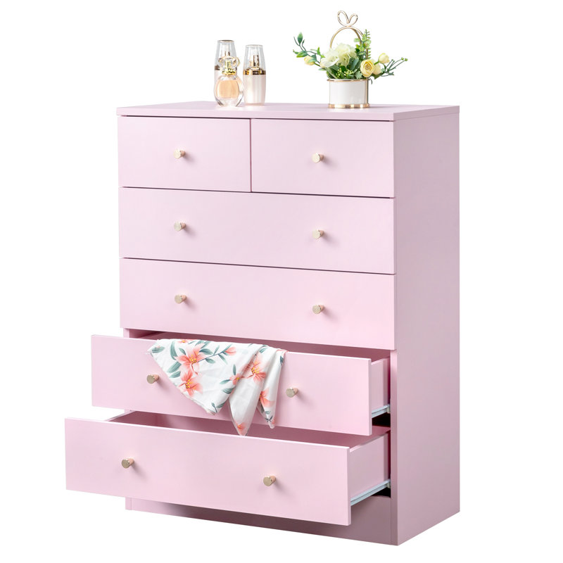 Imogen 6 - Drawer Storage Cabinet, Pink