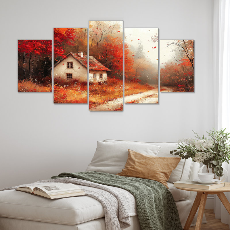 «Cottage in the Autumn Woods III», art mural campagne - décoration murale campagne