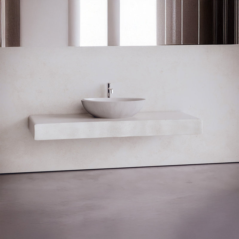 Lavabo de salle de bain vasque ovale en béton 24 po x 13,8 po Bone, Os