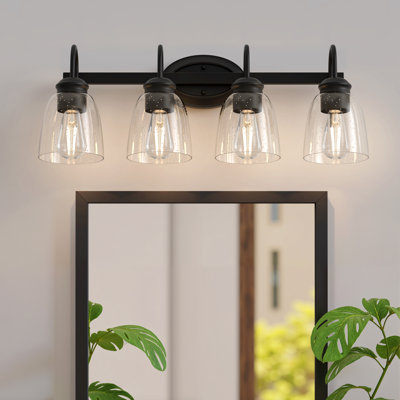 Tradictional Bathroom Bedroom Vanity Light With Clear Glass Shade With Teardrop Design