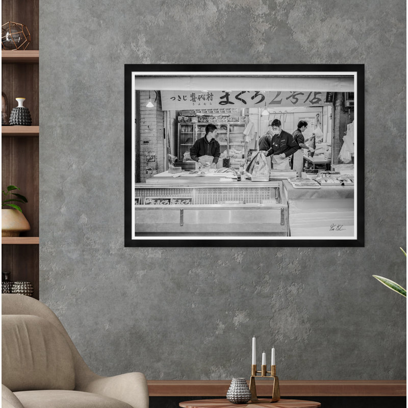 Fish Market II In Black And White Print by Tim Klein