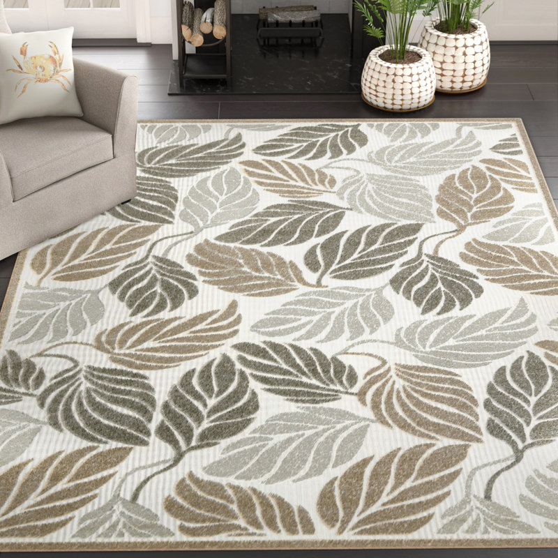 Tapis intérieur / extérieur beige / rouge / terre cuite Westerly, Beige/Grey, Rectangle 4 pi x 6 pi