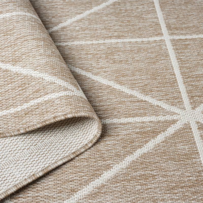 Patio Country Geometric Area Rug, 7'10"x10'2", Beige/Cream