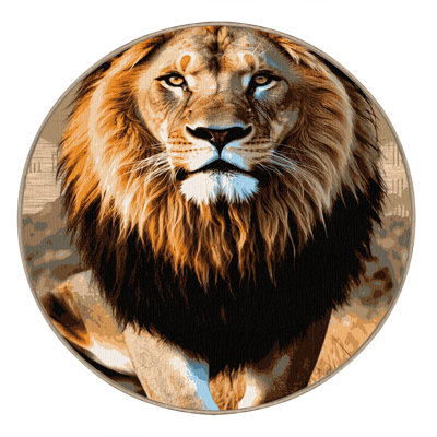 Washable African Lion Wildlife Area Rug