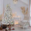 Arbre de Noël 4 pi avec 150 lumières colorées UL et 21 pommes de pin naturelles - 366 pointes en PVC enneigées, branches articulées, support en métal stable, installation facile