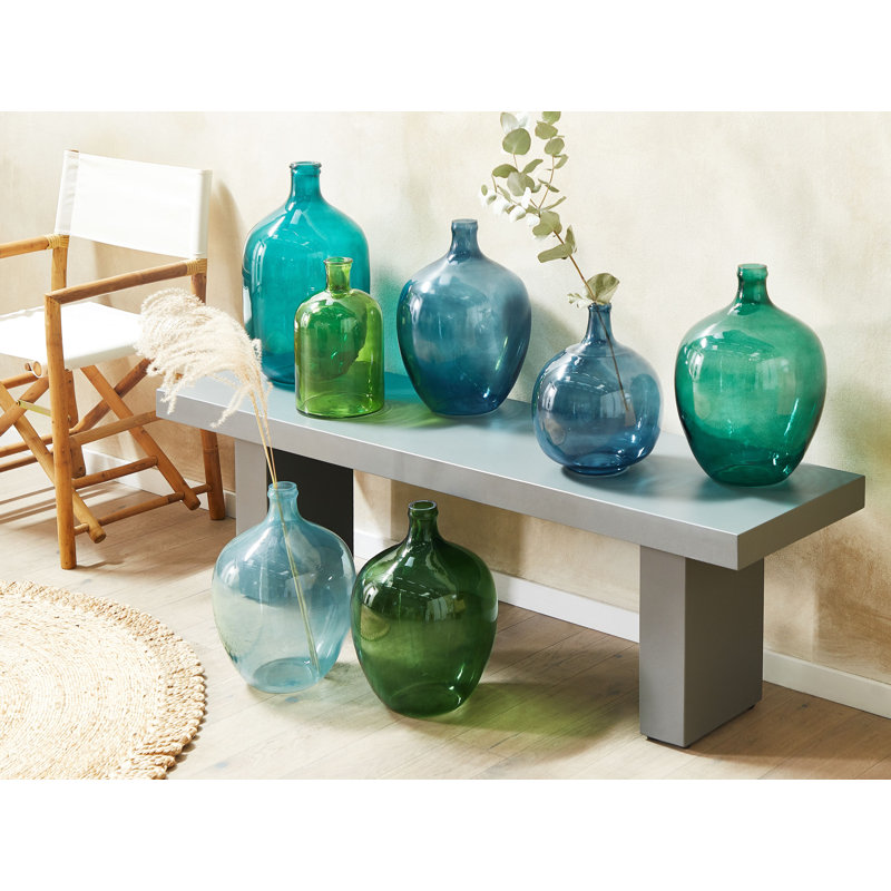 Billerica Handmade Glass Floor Vase, Turquoise, 48cm H x 27cm W x 27cm D