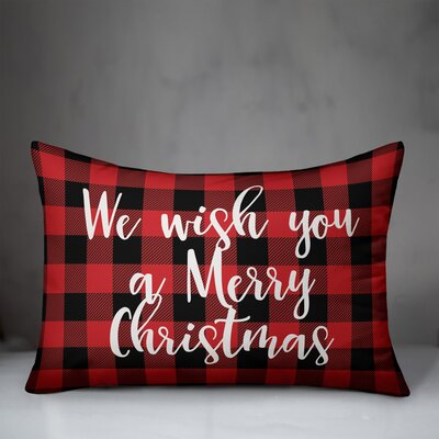 We Wish You a Merry Christmas in Buffalo Check Plaid Lumbar Pillow -  Designs Direct Creative Group, 5213-OX