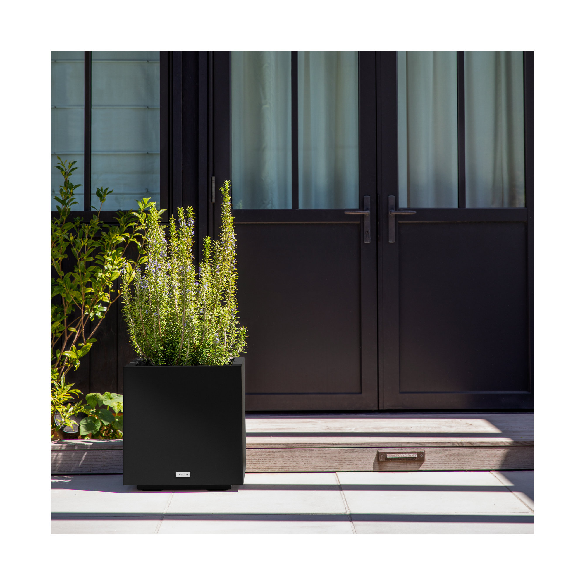Block Series Cube Planter, 18.25" H x 17" W x 17" D, Black