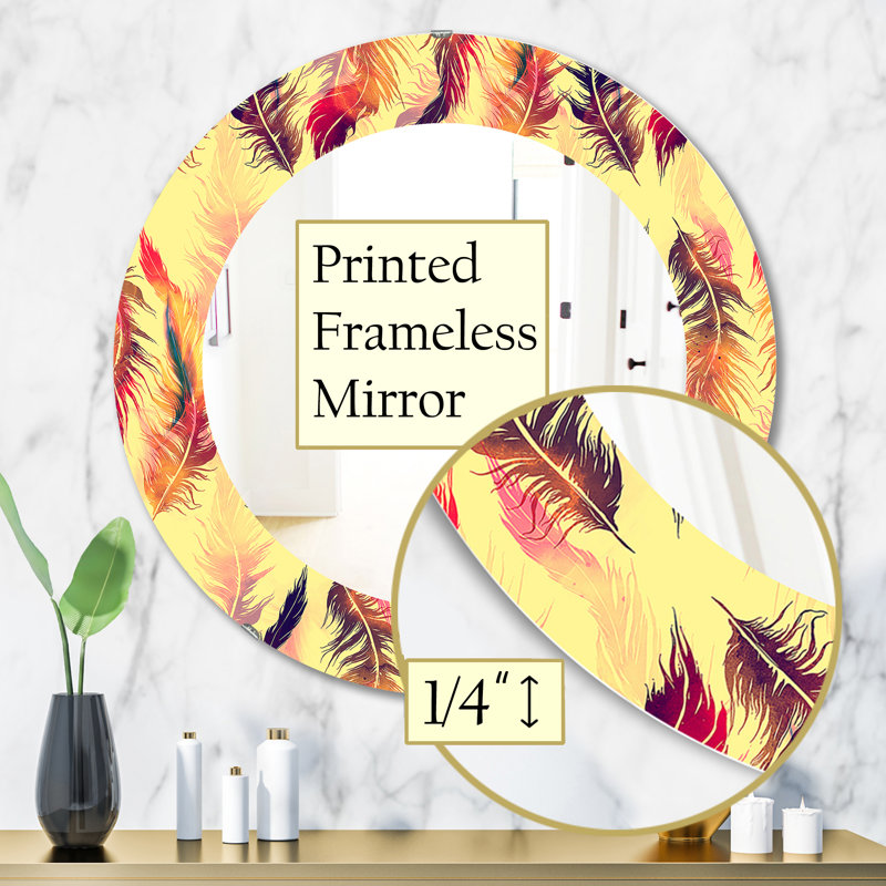 Plumes 13 - Miroir bohémien et éclectique, H 31,5 po x l po