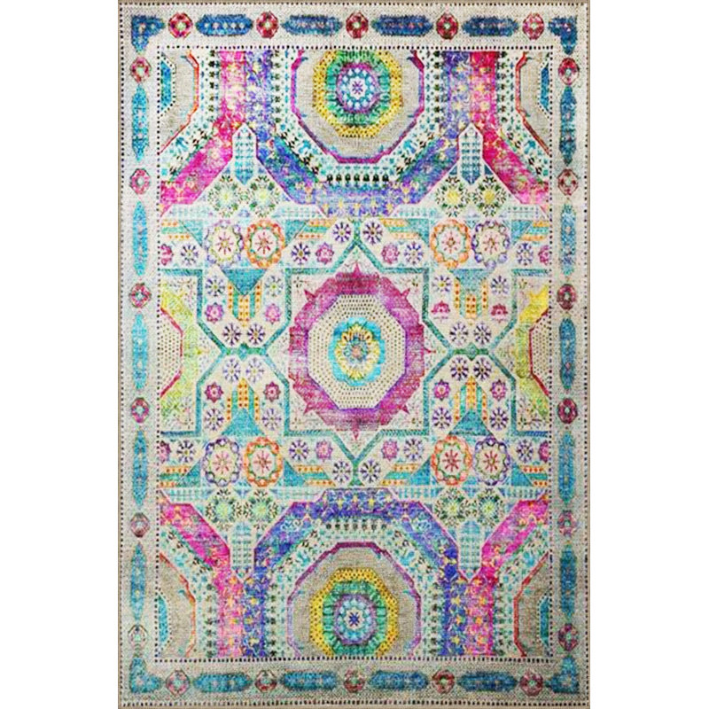 Multicolored Floral And Geometric Patterned Modern Decorative Carpet, Rectangle 2'4" x 4'