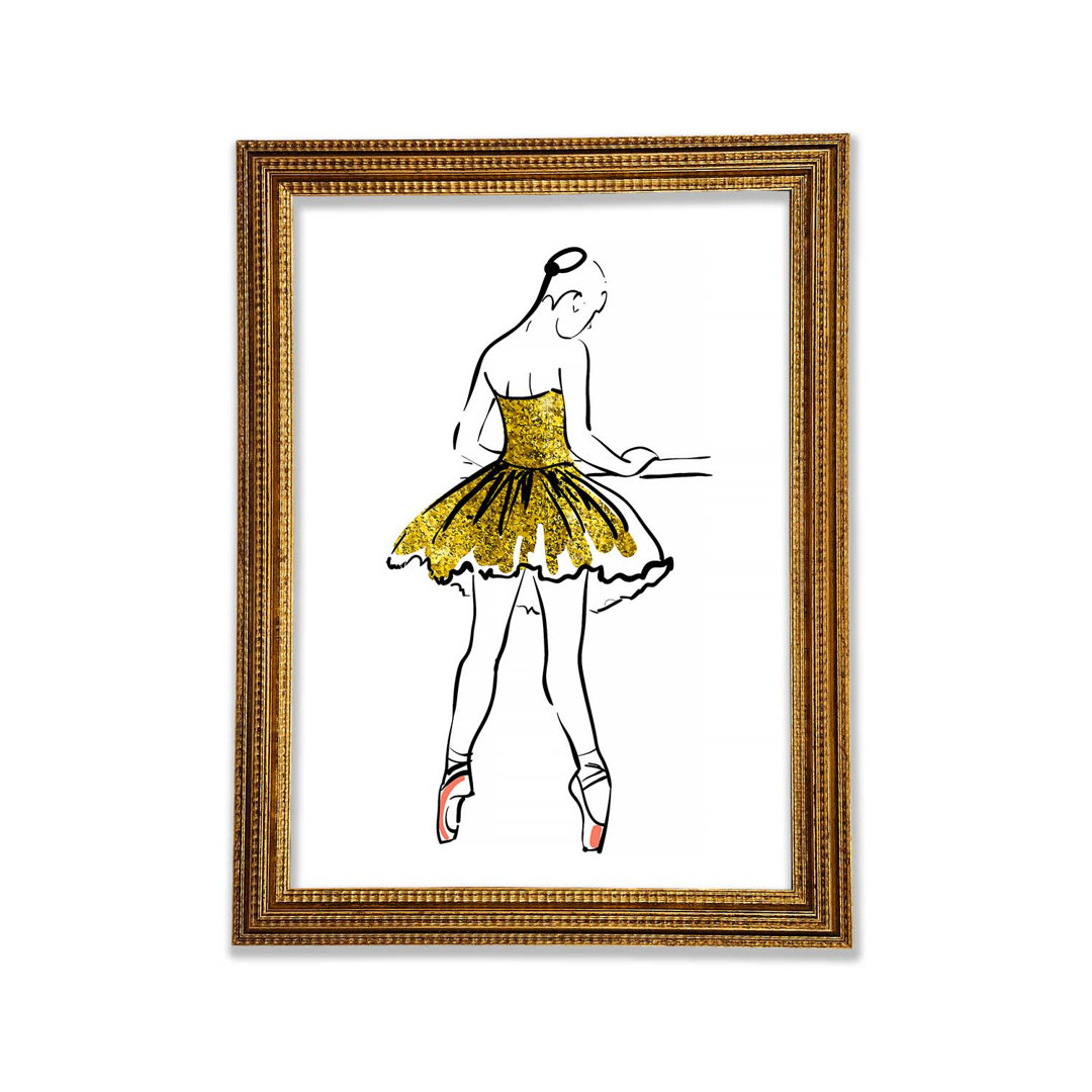 Golden Pink Ballerina 3 Gerahmter Druck