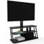Meuble télé pivotant en verre noir pour téléviseur de 32 à 65 pouces avec construction et rangement pratiques