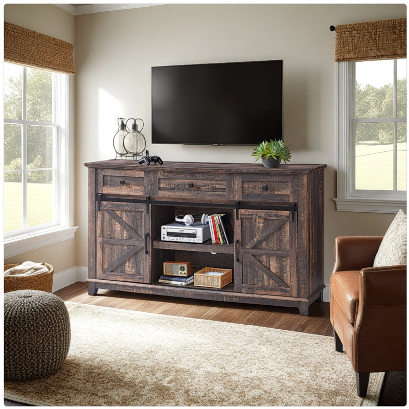 Chimira TV Stand for TVs up to 65", Brown, Brown