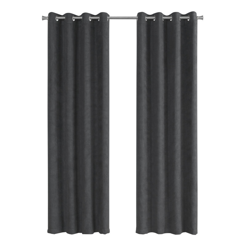 Curtain Panel, 2pcs Set, Grommet, Living Room, Bedroom, Kitchen, Gray, 84" x 52"