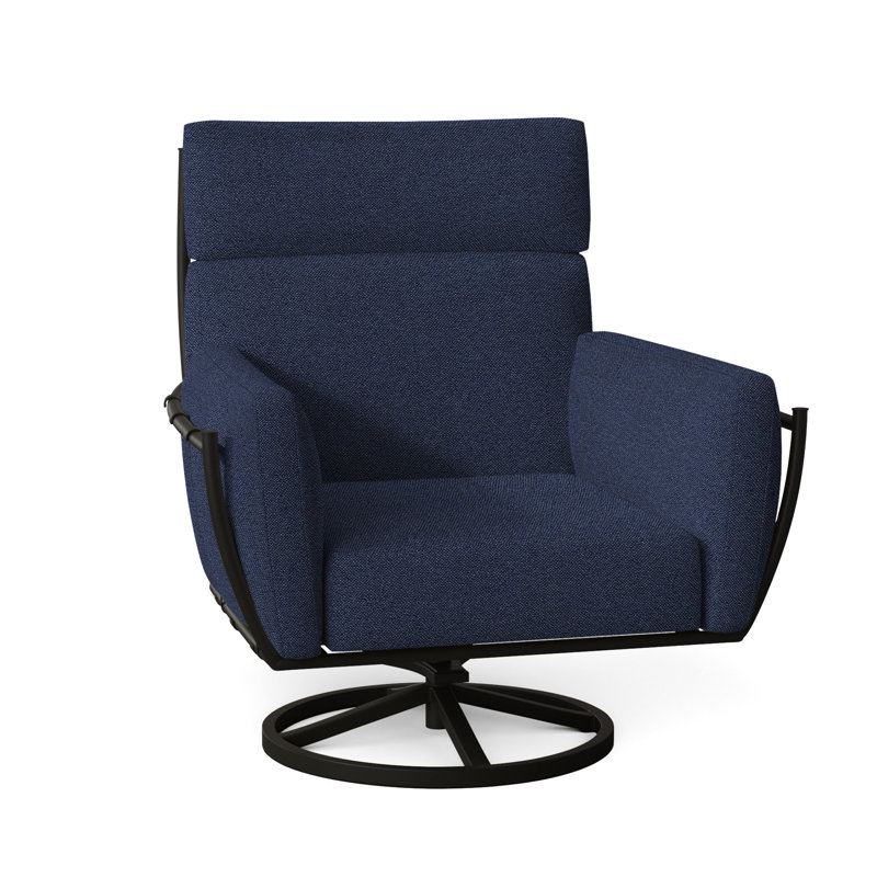 Chaise berçante pivotante en aluminium Majorca, Pas de soudure, Indigo Intermix