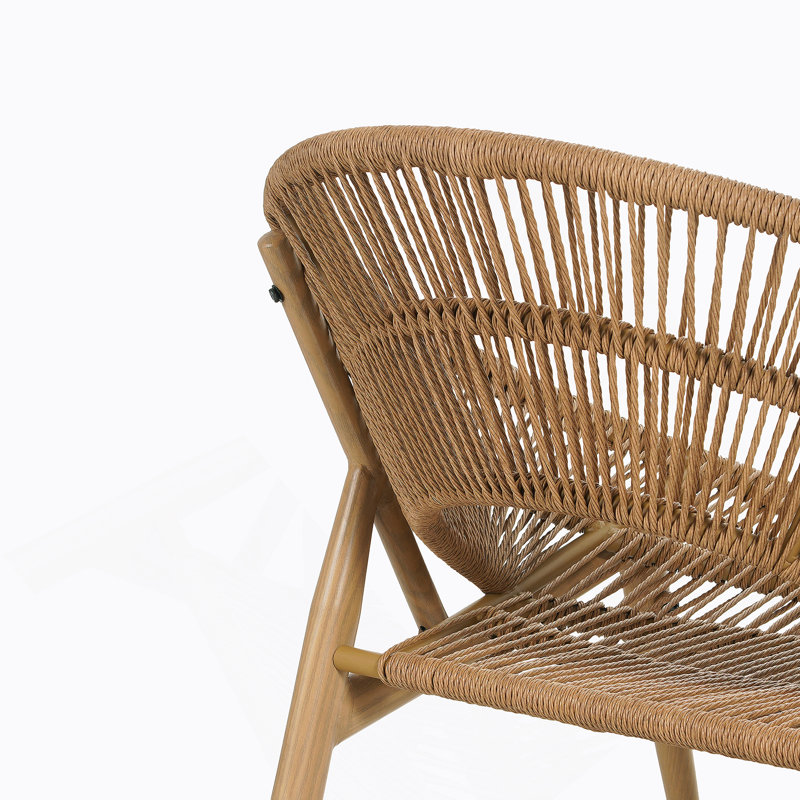 Chaise longue d'extérieur en osier brun pâle avec coussin beige, ensemble de 1, 1, Coussin beige / structure brun-teck clair