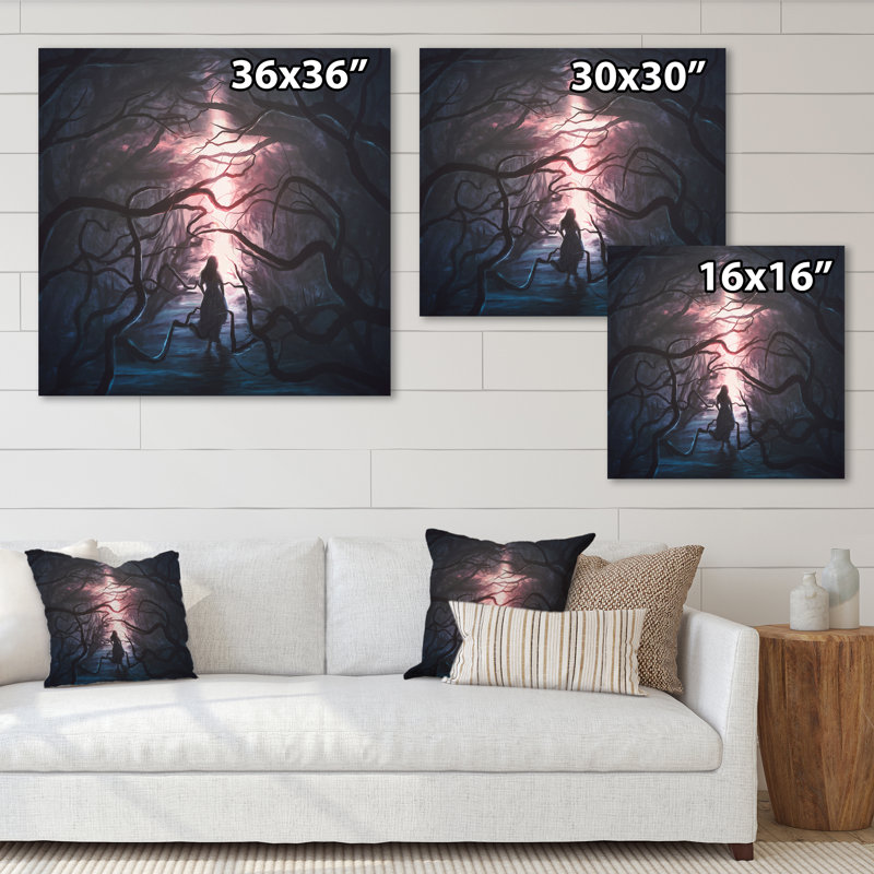 «Path To A Scrafy Glowing Forest», art mural moderne et contemporain sur toile, H 30 po x l 30 po x P 1 po, Toile tendue