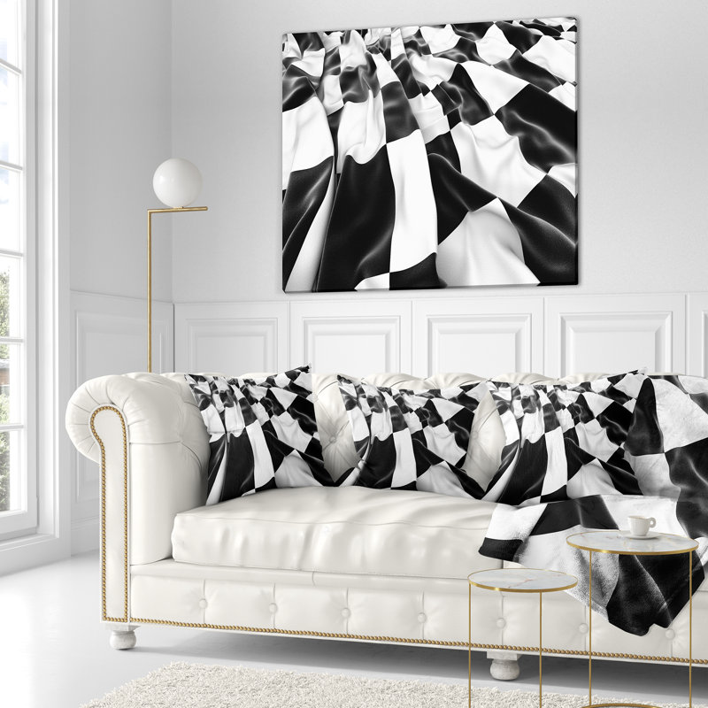 Abstract 3D Checkered Flag Throw Pillow, Throw Pillow, 16" x 16"