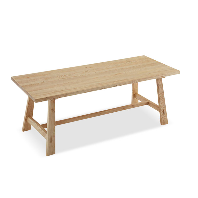 Burlywood Rectangular Solid Wood Dining Table, 29.53"H x 62.99"L x 27.56"W