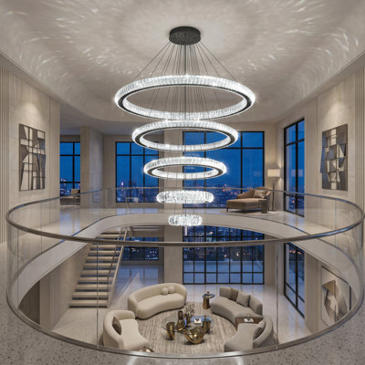 Modern Dimmable 5 Rings Led Chandelier