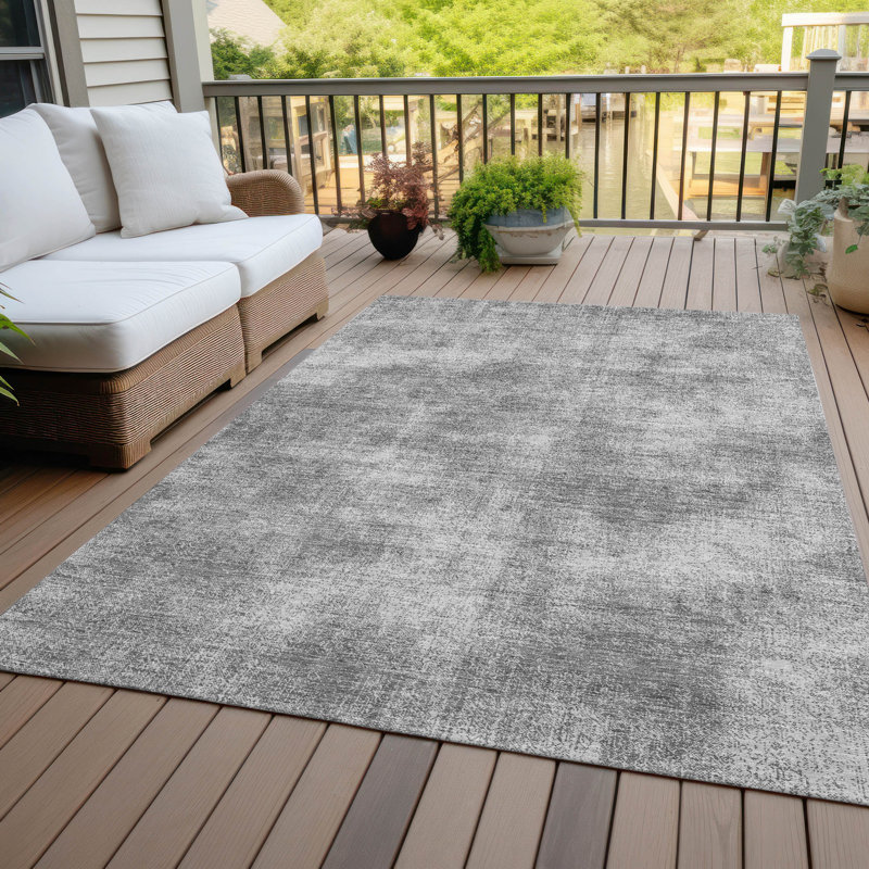 Tapis d'intérieur / extérieur gris Orlena , 9 pi x 12 pi
