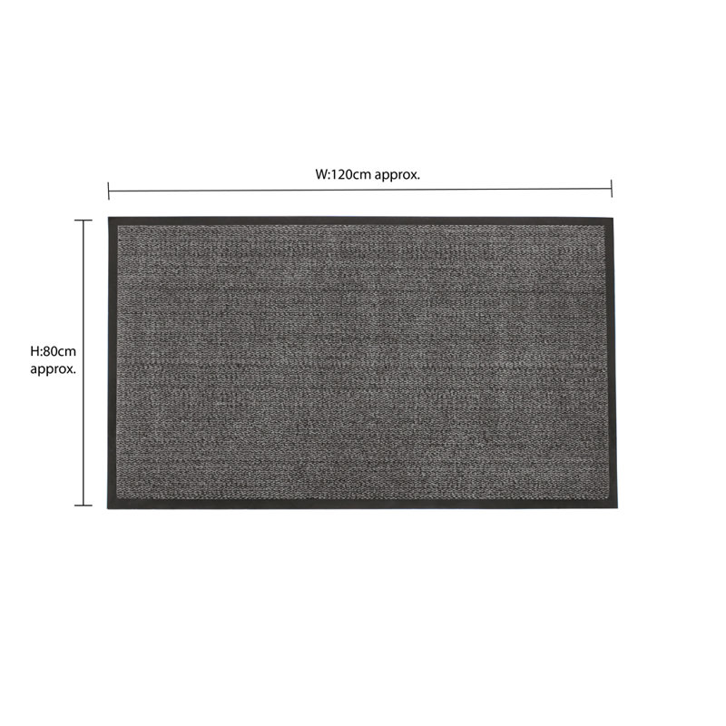 Non-Slip Indoor Doormat, Grey, Rectangle 80 x 120cm