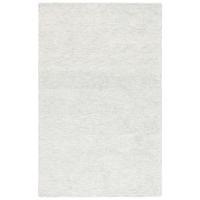 Smauel Ebony Hand Tufted Wool Cotton Solid Color Rug in Ivory, Rectangle 5' x 8'