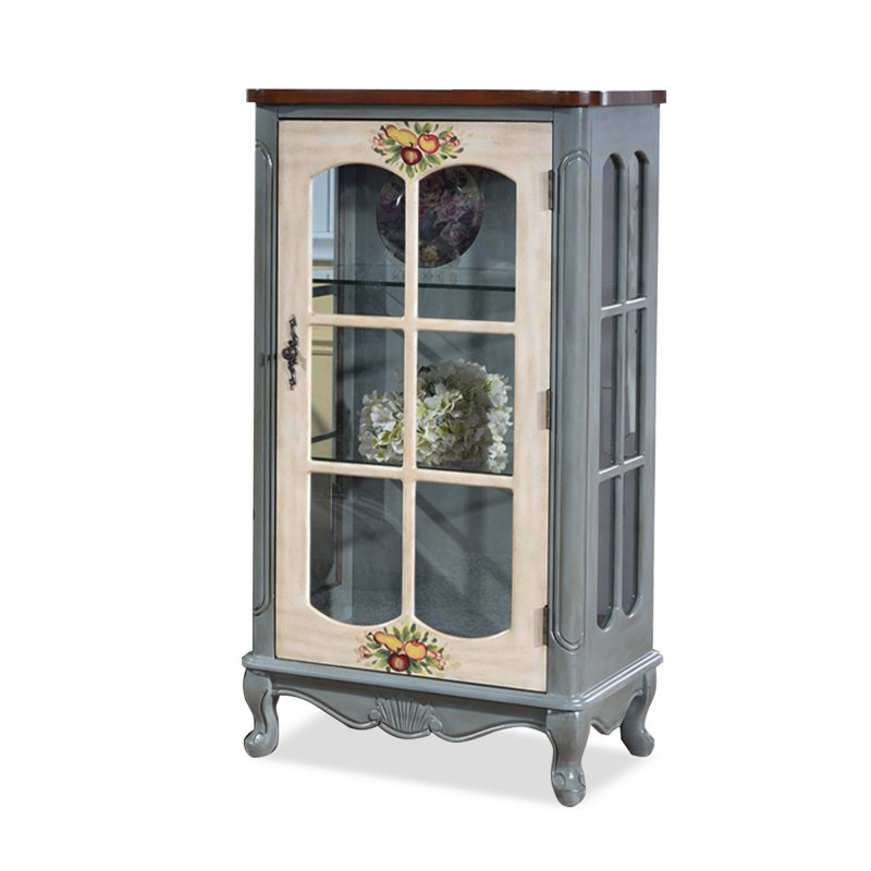 Blue+White+Nut-brown Solid Wood+Glass Display Cases