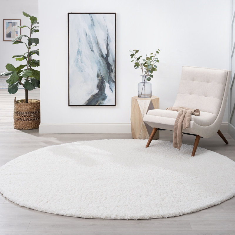 Athens Area Rug, Round 5'3", White 