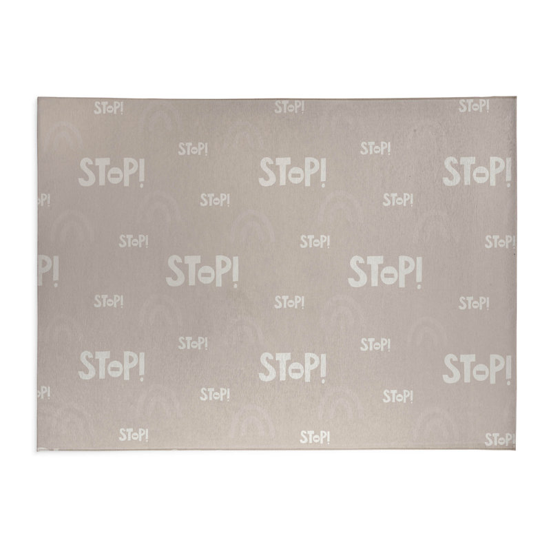 Stop Slate Kids Play Mat, Rectangle 5' x 7', Taupe/Ivory