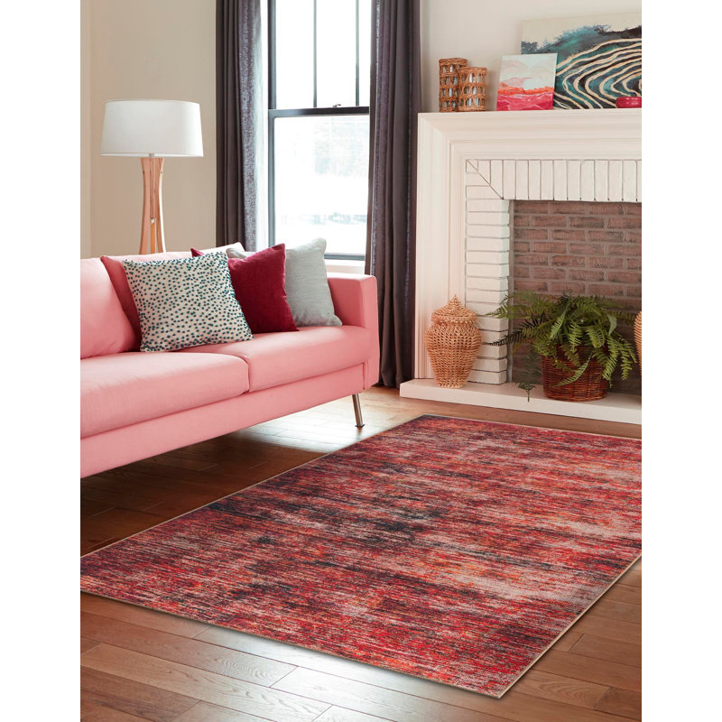 Tapis contemporain de couleur rouille Ikhasa, Tapis de couloir 2 pi x 8 pi
