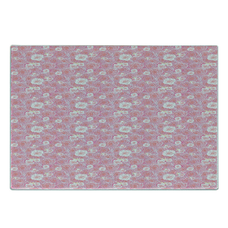 Planche à découper en verre trempé Ambesonne Rose Floraison romantique rose mauve